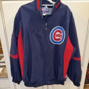 Chicago Cubs Men's Jacket 2Xl Dugout Therma Base Majestic Authentic MLB Navy Red